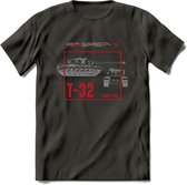 T32 Heavy tank leger T-Shirt | Unisex Army Tank Kleding | Dames / Heren Tanks ww2 shirt | Blueprint | Grappig bouwpakket Cadeau - Donker Grijs - XL