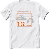 T32 Heavy tank leger T-Shirt | Unisex Army Tank Kleding | Dames / Heren Tanks ww2 shirt | Blueprint | Grappig bouwpakket Cadeau - Wit - M