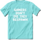 Gamers don't die T-shirt | Gaming kleding | Grappig game verjaardag cadeau shirt Heren – Dames – Unisex | - Licht Blauw - S