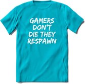 Gamers don't die T-shirt | Gaming kleding | Grappig game verjaardag cadeau shirt Heren – Dames – Unisex | - Blauw - L