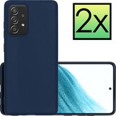 Samsung Galaxy A53 Hoesje Back Cover Siliconen Case Hoes - Donker Blauw - 2x