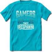Gamers don't die T-shirt | Blauw | Gaming kleding | Grappig game verjaardag cadeau shirt Heren – Dames – Unisex | - Blauw - XL