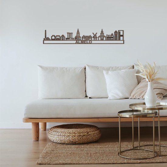 Skyline Almelo noyer - 90cm - Décoration murale City Shapes