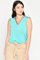 LOLALIZA Top met V-hals - Turquoise - Maat XL