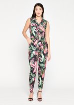 LOLALIZA Jumpsuit met tropische print - Zwart - Maat 44