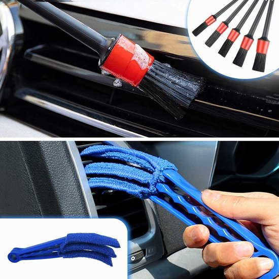 8 stuks auto-detailingborstel, auto-interieurreiniging, zachte borstel, stofverwijderingsborstel voor auto-interieur, motorfiets, aluminium velgen, meubels