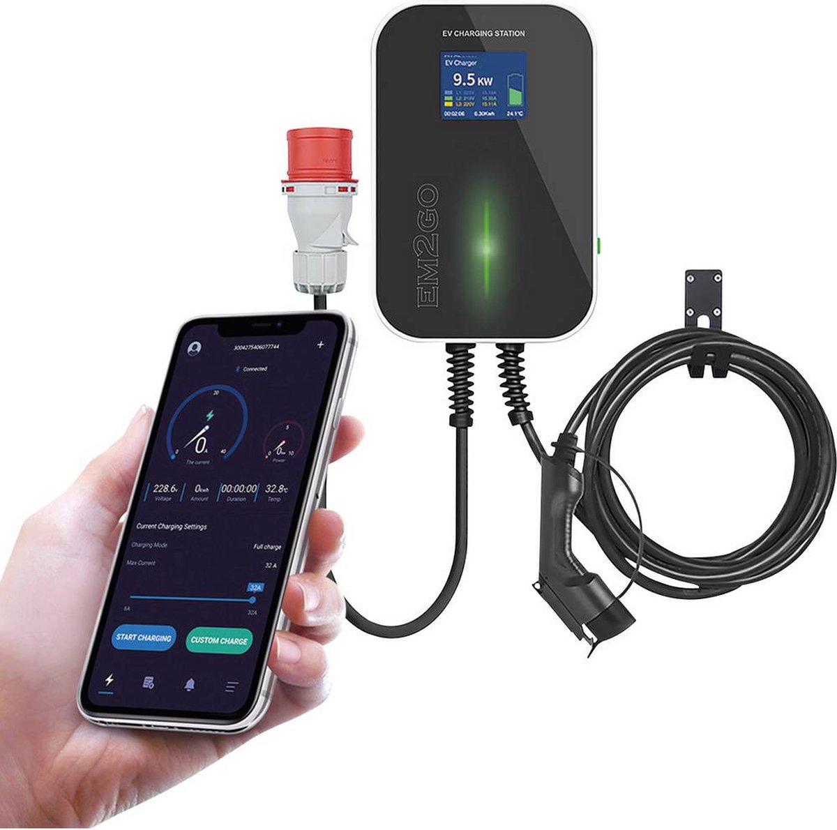 EM2GO 261077 Wallbox /laadstation - Type 2 - 16A - 11 kW App - WiFi