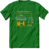 M4 Sherman leger T-Shirt | Unisex Army Tank Kleding | Dames / Heren Tanks ww2 shirt | Blueprint | Grappig bouwpakket Cadeau - Donker Groen - XXL
