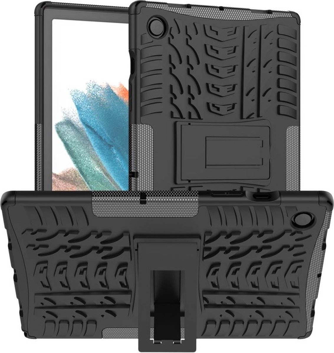 Hoes Hybride Back Cover met Kickstand Zwart Geschikt voor Samsung Galaxy Tab A8