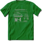 M4 Sherman leger T-Shirt | Unisex Army Tank Kleding | Dames / Heren Tanks ww2 shirt | Blueprint | Grappig bouwpakket Cadeau - Donker Groen - L