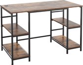 Harmonylife Bureau | Computertafel | Vier planken | Industrieel | Vintage| Industrieel | Bruin/ zwart | 120 X 60 X 76,5