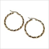 Aramat jewels ® - Goudkleurige ronde oorringen gedraaid 30x2,5mm staal