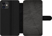 Bookcase Geschikt voor iPhone 12 Pro Max telefoonhoesje - Beton print - Industrieel - Zwart - Met vakjes - Wallet case met magneetsluiting