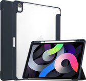 Case2go - Tablet Hoes geschikt voor iPad Air 10.9 (2022) - Transparante Case - Tri-fold Back Cover - Met Auto Wake/Sleep functie - Blauw