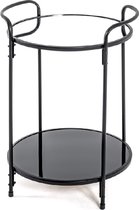 Bijzettafel - Ronde tafel - Spiegelglas - Zwart gelakt staal - 33.5Ø x 50 cm