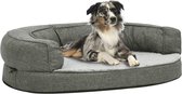 Hondenbed ergonomisch linnen-look 90x64 cm fleece grijs