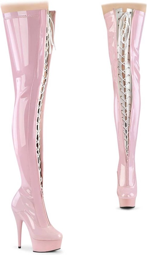 Pleaser - DELIGHT-3027 Plateau overknee Laarzen - US 10 - 40 Shoes - Roze