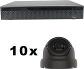 Camerabeveiliging set 10x Sony 5MP met PoE en Super Starlight Lens IP Dome zwart