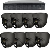 Beveiligingscamera set 8x Sony 8MP UltraHD 4K IP Dome camera zwart