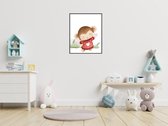 Poster Liefde Aapje Monkey - hartje / liefde geven / Jungle / Safari / Dieren Poster / Babykamer - Kinderposter 80x60cm