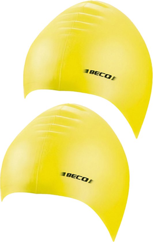2x stuks latex badmutsen geel voor volwassenen - Zwembad badmutsen