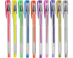 foto van Glitterpennen voor kinderen - 10x stuks - neon en metallic gekleurde gelpennen - Hobbyartikelen - Schoolartikelen