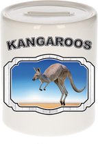Dieren liefhebber kangoeroe spaarpot  9 cm jongens en meisjes - keramiek - Cadeau spaarpotten kangoeroes liefhebber