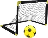 Set van 2x stuks voetbalgoals/voetbaldoelen uitklapbaar 90 x 59 cm met foam bal - Inklapbaar/vouwbaar