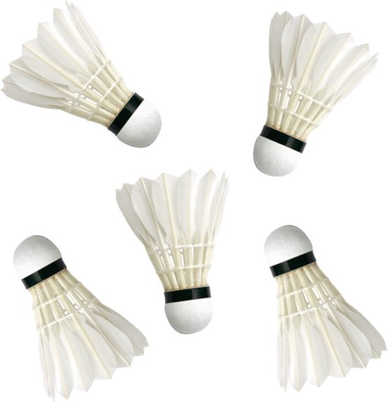 Rot spade eindeloos Set van 5x stuks badminton shuttles met veertjes wit 9 x 6 cm - Veren  shuttles om mee... | bol.com