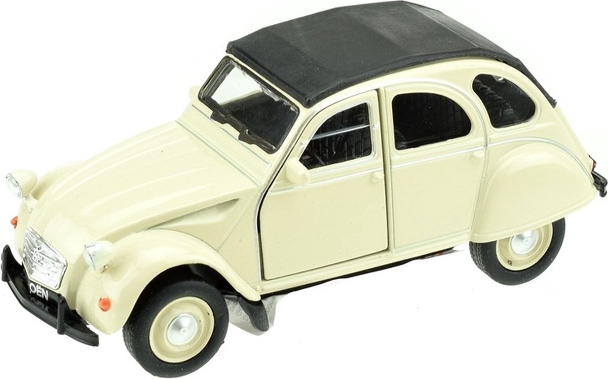 Welly Citroën 2CV modelauto - crème wit - 1:36 - speelgoed auto