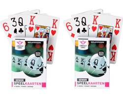 2x Senioren speelkaarten plastic poker/bridge/kaartspel met grote cijfers/letters - Ideaal voor oudere mensen/slechtzienden - Kaartspellen - Speelkaarten - Pesten/pokeren