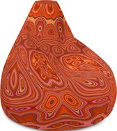 II THE MOON RETRO Designer Zitzak / Beanbag hoes, kwaliteit, waterbestendig, groot formaat, abstract, rood * oranje gekleurd