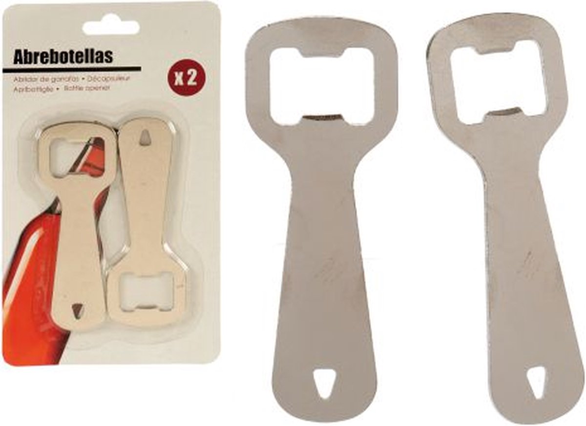 Bigbuy Home Flessenopeners 10 X 4,5 X 0,5 Cm Staal Zilver 2 Stuks