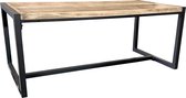 Clayre & Eef Eettafel 185*90*77 cm Bruin, Zwart Ijzer, Hout Rechthoek Eetkamertafel Tafel