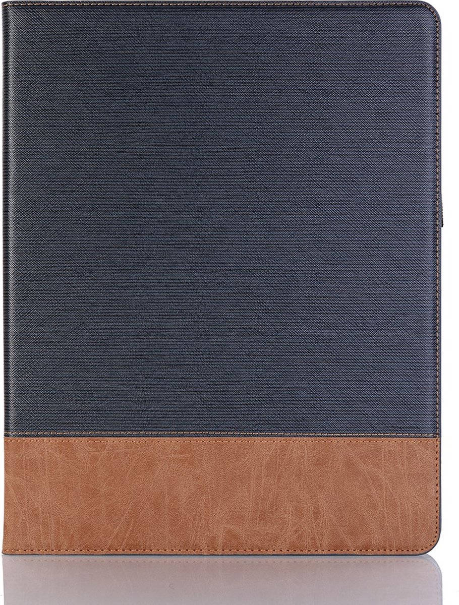 Peachy Fabric Ribbel Textuur Lederen geschikt voor iPad Pro 12.9-inch (2018 2020 2021 2022) Case Hoes Wallet Portemonnee - Blauw Bruin