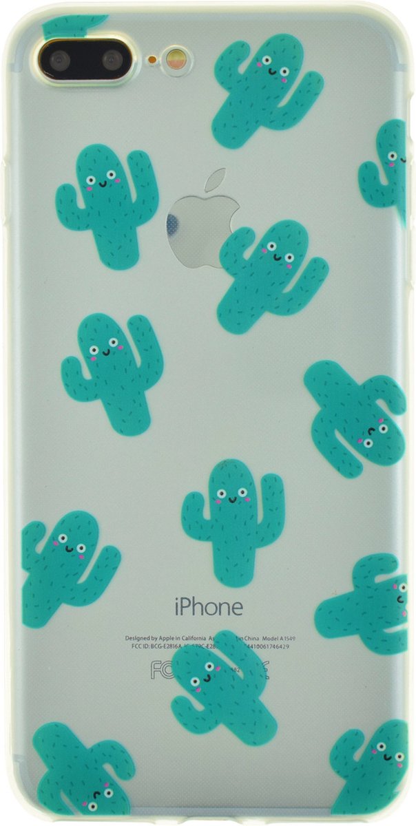 Peachy Doorzichtig cactus TPU hoesje geschikt voor iPhone 7 Plus 8 Plus case cover