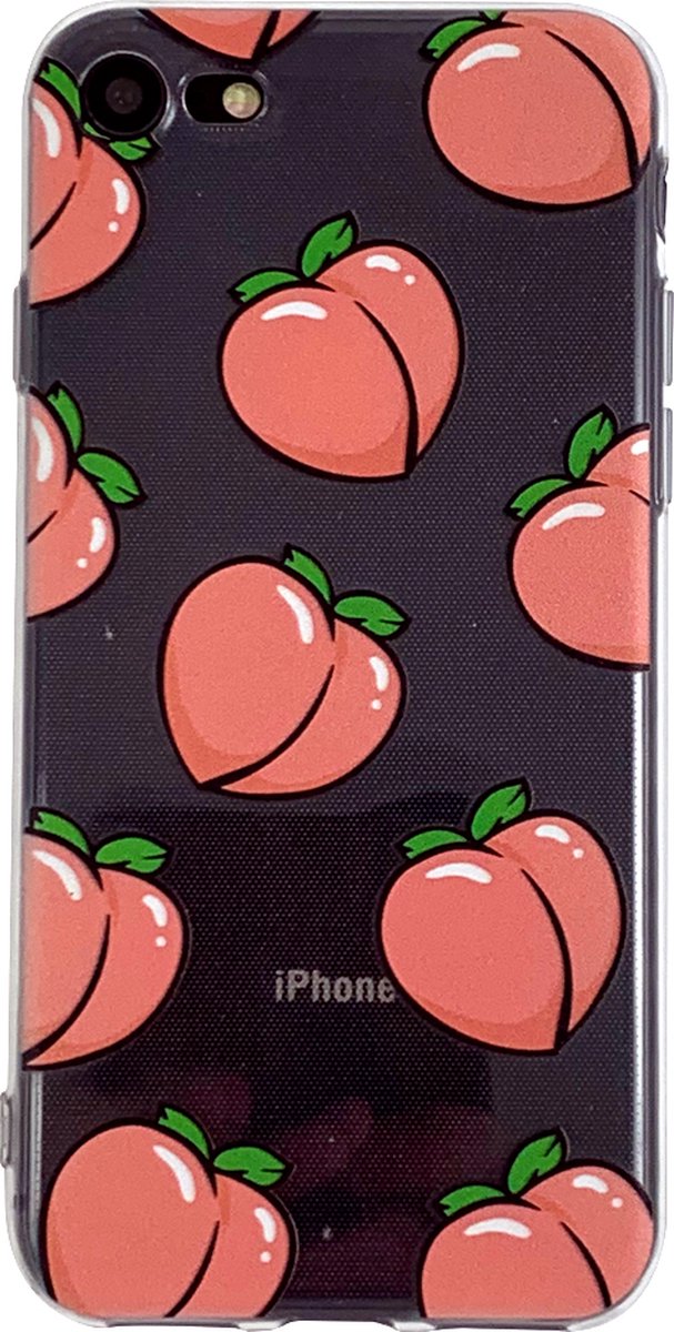 Peachy Perziken geschikt voor iPhone 7 8 SE 2020 SE 2022 TPU hoesje - Transparant Roze Flexibel