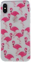 Peachy Roze flamingo`s TPU case iPhone X XS hoesje - Transparant