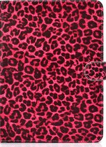 Peachy Hoes Case Wallet Portemonnee Rode Luipaardprint voor iPad 10.2 inch, iPad Pro 10.5 en iPad Air 3 10.5 inch - Zwart Rood Roze