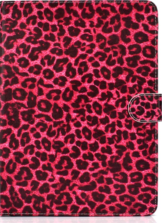Hoes Case Wallet Portemonnee Rode Luipaardprint voor iPad 10.2 inch, iPad Pro 10.5 en iPad Air 3 10.5 inch – Zwart Rood Roze