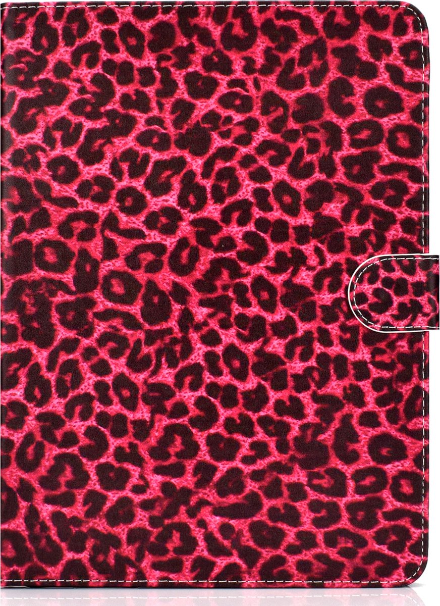 Peachy Hoes Case Wallet Portemonnee Rode Luipaardprint geschikt voor iPad 10.2 inch, iPad Pro 10.5 en iPad Air 3 10.5 inch - Zwart Rood Roze