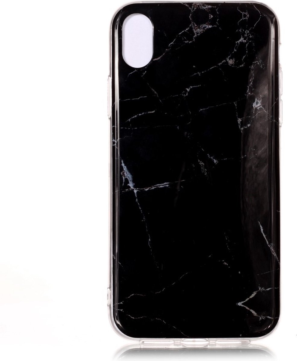 Peachy Marmer TPU Hoesje geschikt voor iPhone XR Case - Zwart