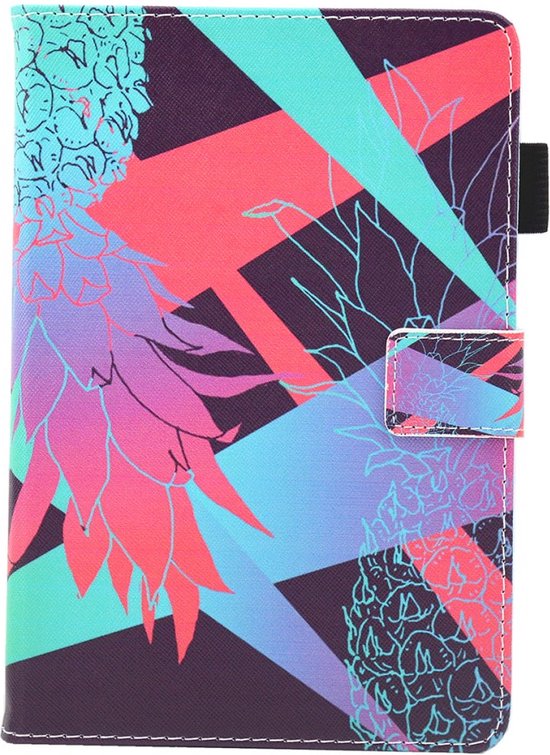 Étui à rabat coloré en cuir Peachy Pineapple pour iPad mini 1 2 3 4 5 - Bleu clair Rose Violet