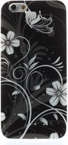 Peachy Zwart witte bloemen TPU hoesje iPhone 6 6s case