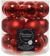 18x stuks kleine kerstballen rood van glas 4 cm - mat/glans - Kerstboomversiering