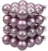36x pièces de décorations de Noël Boules de Noël sauge violette (lilas sauge) en verre - 4 cm - mat/brillant - Décorations pour Décorations pour sapins de Noël
