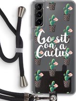 Case Company® - Samsung Galaxy S21 Plus hoesje met Koord - Cactus quote - Telefoonhoesje met Zwart Koord - Bescherming aan alle Kanten en Over de Schermrand