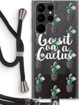 Case Company® - Samsung Galaxy S22 Ultra hoesje met Koord - Cactus quote - Telefoonhoesje met Zwart Koord - Bescherming aan alle Kanten en Over de Schermrand