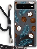 Case Company® - Google Pixel 6 hoesje met Koord - Kokosnoot - Telefoonhoesje met Zwart Koord - Bescherming aan alle Kanten en Over de Schermrand