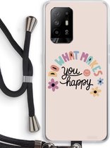 Case Company® - Oppo A94 5G hoesje met Koord - Happy days - Telefoonhoesje met Zwart Koord - Bescherming aan alle Kanten en Over de Schermrand